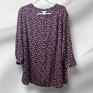 Carolina Belle Black Blouse with Pink Flowers, Plus Size 3X, Very Pretty, NWT